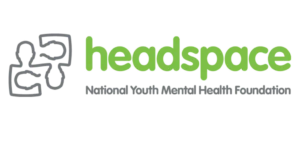 Green text “headspace” with puzzle-like human figures on the left, and tagline “National Youth Mental Health Foundation.”