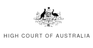 The High Court of Australia logo shows the coat of arms with the court name below.